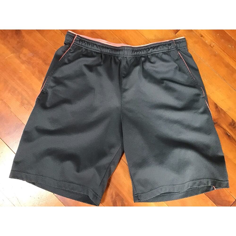Reebok Men L Charcoal Mesh Athletic Shorts Drawstring Pocket Gym Athliesure